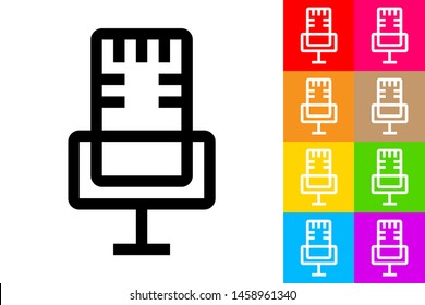 Microphone. Icon With Different Color Background