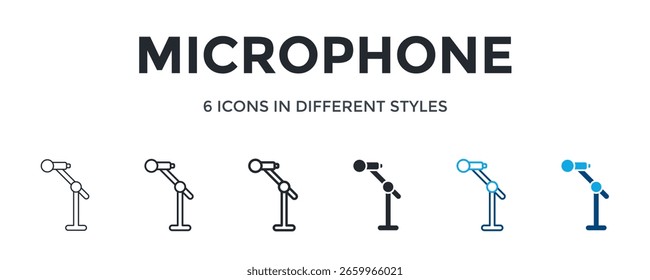 Ícone De Microfone Em Ilustração De Vetor De Estilo Diferente. Projetado Em Linha Fina, Linha Regular, Linha Em Negrito, Glifo, Linha De Cor E Estilo De Glifo De Cor Pode Ser Usado Para Web