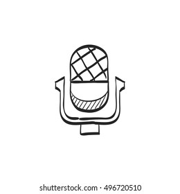 Microphone icon in doodle sketch lines.