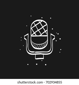 Microphone icon in doodle sketch lines.
