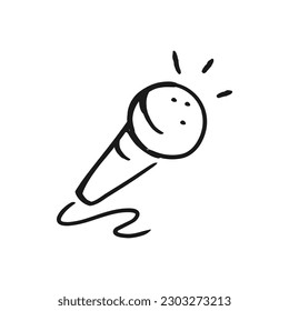 Microphone icon in doodle style on a white background. Vector EPS 10
