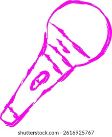 microphone icon in doodle style. purple line scribble icon