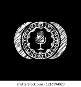 microphone icon drawn on a blackboard