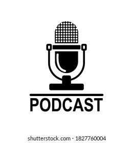 El icono del micrófono en un estilo moderno y plano está aislado. Logotipo, aplicación, interfaz de usuario. Icono de radio podcast.diseño vectorial