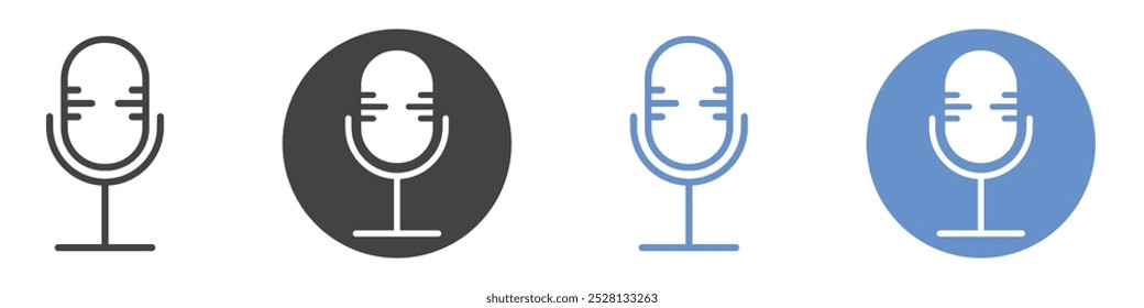 Microphone icon Flat art in black and white isolated