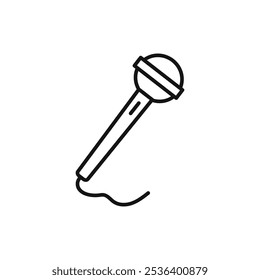 Ícone de microfone Ilustração de arte plana em contorno