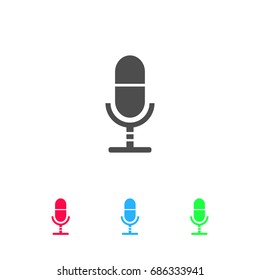 Microphone icon flat. Color pictogram on white background. Vector illustration symbol and bonus icons