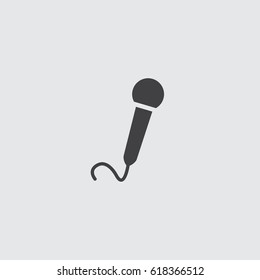 Microphone icon in a flat design in black color. Vector illustration eps10