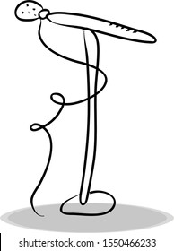Microphone icon, flat design, hand drawing. Illustration musical, silhouette of symbol black