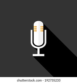 Microphone icon. Flat design style modern vector illustration. Isolated on stylish color background. Flat long shadow icon. Elements in flat design.