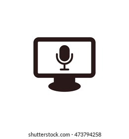 Microphone Icon, flat design style