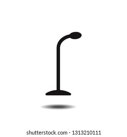 Microphone icon flat designed black and white vector graphic