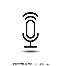 Microphone icon flat designed black and white vector graphic