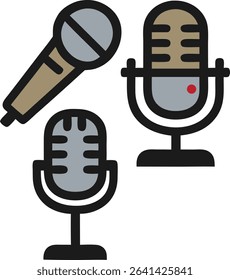 Microphone icon. Flat illustration of microphone vector icon for web design