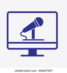 Microphone Icon. Flat Isolated Graphic Vector Symbol. Computer Silhouette Outline Style Design