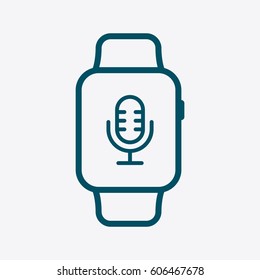 Microphone Icon. Flat Isolated Graphic Vector Symbol. Watch Outline Style Design