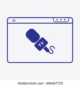 Microphone Icon. Flat Isolated Graphic Vector Symbol Silhouette. Browser Outline Style Design