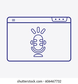 Microphone Icon. Flat Isolated Graphic Vector Symbol. Microphone and Browser Outline Style Design