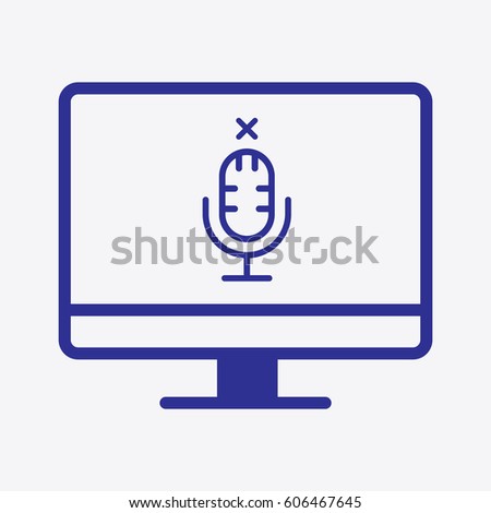 Microphone Icon. Flat Isolated Graphic Vector Symbol. Computer Outline Style Design