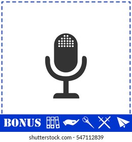 Microphone icon flat. Simple vector symbol and bonus icon