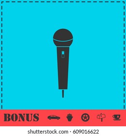 Microphone icon flat. Simple vector symbol and bonus icon