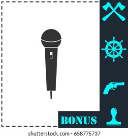 Microphone icon flat. Simple vector symbol and bonus icon