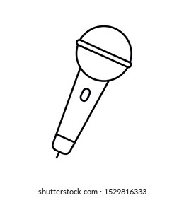 Microphone icon flat icon. Single high quality outline symbol of music for web design or mobile app. Thin line signs of audio for design logo, visit card, etc. Outline logo of speaker