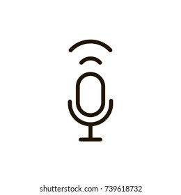 Microphone icon flat icon. Single high quality outline symbol of music for web design or mobile app. Thin line signs of audio for design logo, visit card, etc. Outline logo of speaker 