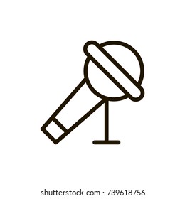 Microphone icon flat icon. Single high quality outline symbol of music for web design or mobile app. Thin line signs of audio for design logo, visit card, etc. Outline logo of speaker 