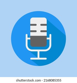 Icono de micrófono en estilo plano sobre la interfaz de usuario, uso para presentación de aplicaciones móviles del sitio web