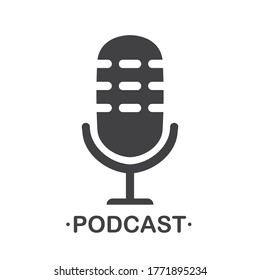 Microphone icon in flat style isolated on white background. Vector stock illustration.