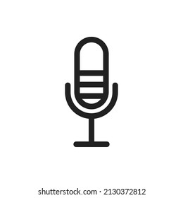 Icono de micrófono. Estilo plano de micrófono aislado en un fondo blanco - vector stock.