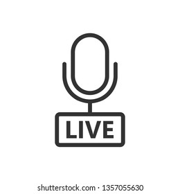 Microphone icon in flat style. Live broadcast vector illustration on white isolated background. Sound record business concept.