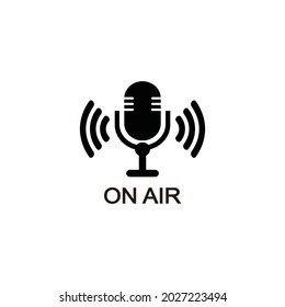 Microphone icon in flat style. Live broadcast vector illustration on white isolated background. Sound record business concept.