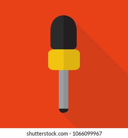 microphone icon in flat style with long shadow, isolated vector illustration on red transparent background
