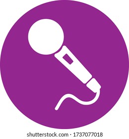 The microphone icon flat style with purple background for web design
