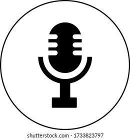 Microphone icon. Free flat design, black and white vector.