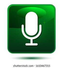 Microphone icon Glassy Square Button isolated on white background