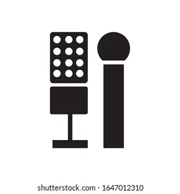Microphone icon with glyph style. Vector illustration