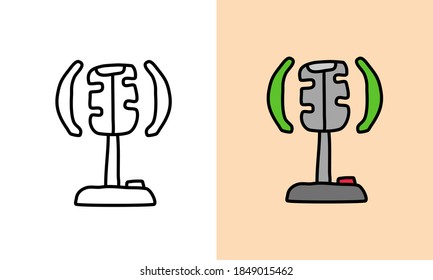 microphone icon in hand drawn doodle style. Can use for website, graphic info etc