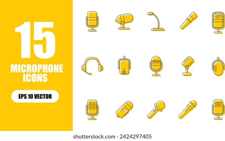 Microphone Icon Illustration Collection Set