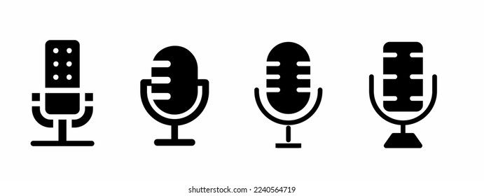 Microphone icon illustration set. Stock vector collection.