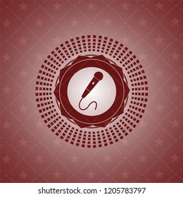 microphone icon inside badge with red background