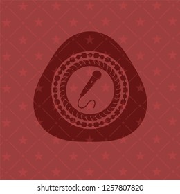 microphone icon inside badge with red background