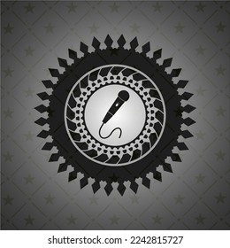 microphone icon inside black emblem. Vintage. 