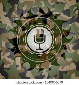 microphone icon inside camo texture