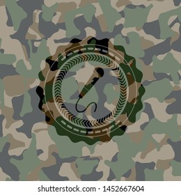 microphone icon inside camo texture
