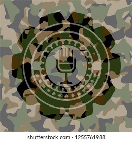 microphone icon inside camouflage texture