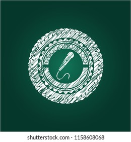 microphone icon inside chalk emblem