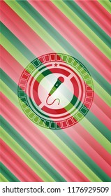 microphone icon inside christmas emblem.